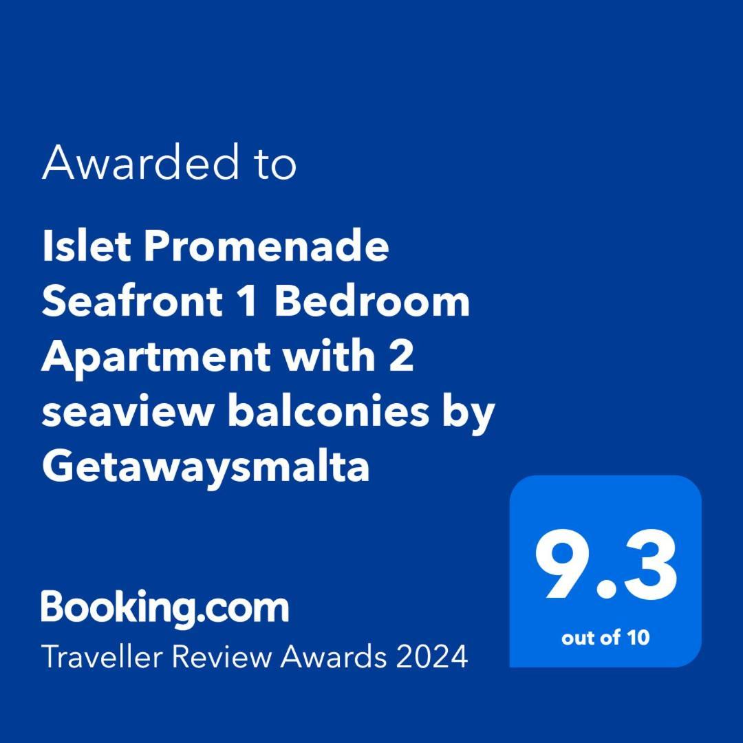 Islet Promenade Seafront 1 Bedroom Apartment With Sea View Balcony By Getawaysmalta 圣保罗湾城 外观 照片